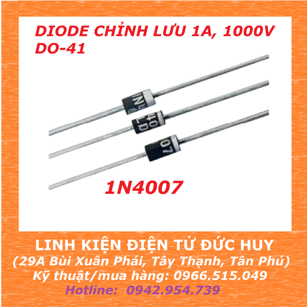 1 GÓI (10 CON) DIODE CHỈNH LƯU 1N4007, 1A 1000V, DO-41