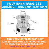PULY BÁNH RĂNG GT2 20 RĂNG TRỤC  4  5  6  8MM