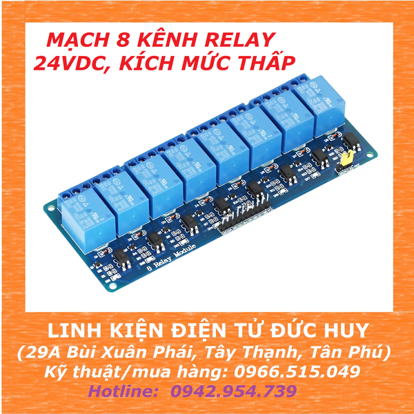 MẠCH 8 KÊNH RELAY, 24VDC