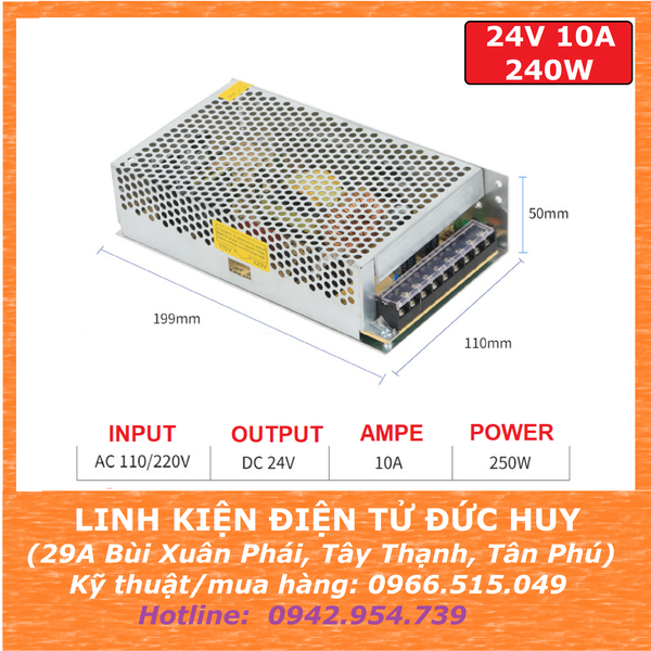 Nguồn xung tổ ong 220VAC 24VDC 10Ampe 240W