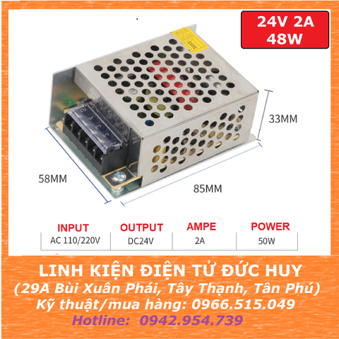 NGUỒN XUNG TỔ ONG 220VAC 24VDC 2A 48W