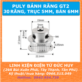 Puly bánh răng 30 răng GT2 Trục 5mm