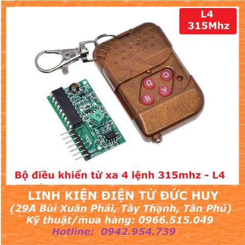 BỘ ĐIỀU KHIỂN TỪ XA 4 LỆNH 315MHZ  L4