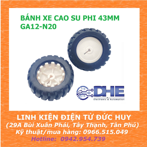 BÁNH XE CAO SU PHI 43MM, GA12-N20