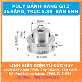 Puly bánh răng GT2 36 răng Trục 6.35mm