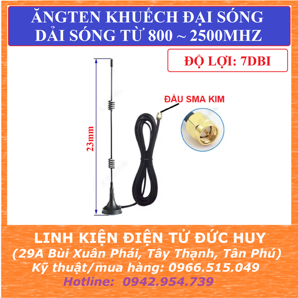 Ăngten khuếch đại sóng WIFI GSM 3G 4G GPS ĐỘ LỢI 7DBI, 800~2500MHz