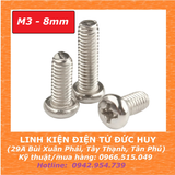 Bulong đầu tròn M3 8mm, Inox 304