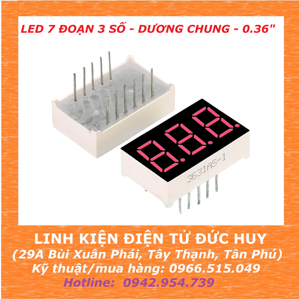Led 7 đoạn 3 số Dương chung 0.36