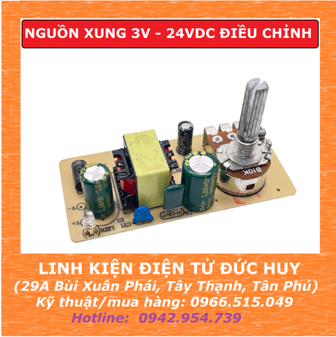 Nguồn xung không vỏ 220VAC, điều chỉnh ngõ ra 3VDC - 24VDC 2A