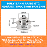 Puly bánh răng 40 răng GT2 Trục 5mm