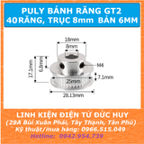 Puly bánh răng GT2 40 răng Trục 8mm
