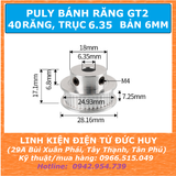 Puly bánh răng GT2 40 răng Trục 6.35mm