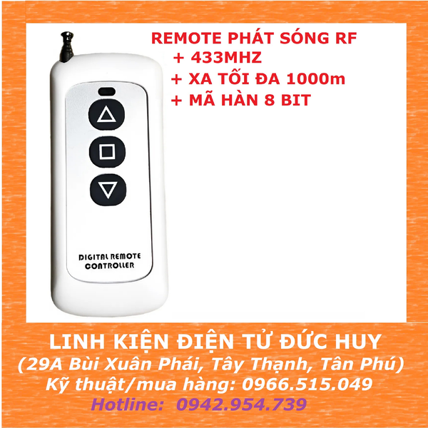 Remote mã hàn điều khiển từ xa 3 nút 433mhz xa 1000m