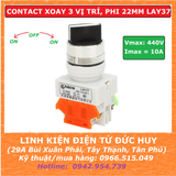 LAY37 CÔNG TẮC XOAY NÚT CHUYỂN 3 VỊ TRÍ 22MM (1NO + 1NC)
