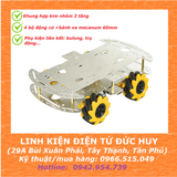 Bộ xe robot 4 bánh 2 tầng, khung kim loại, bánh xe mecanum 60mm