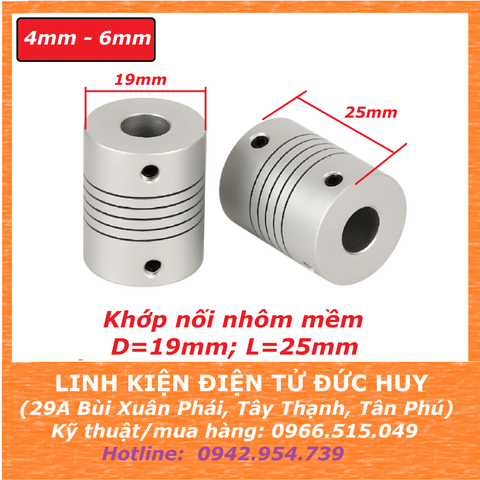 Khớp nối nhôm mềm trục 4mm 6mm