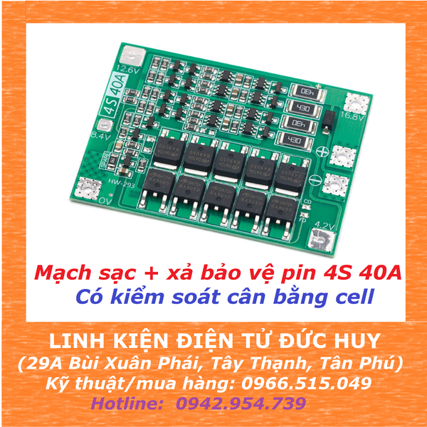 MẠCH SẠC XẢ CÂN BẰNG BẢO VỆ PIN 4S 40A