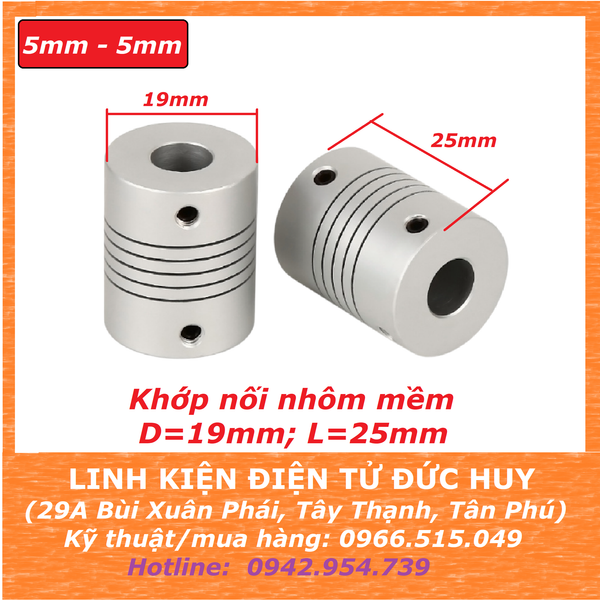 Khớp nối nhôm mềm trục 5mm - 5mm