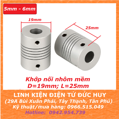 Khớp nối nhôm mềm trục 5mm,6mm