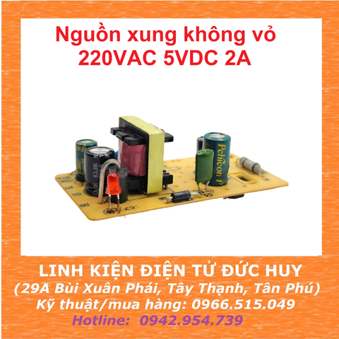 Nguồn xung không vỏ 5V - 10W - 2000mA - Điện áp đầu vào 220VAC