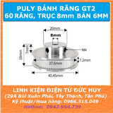PULY NHÔM 60 RĂNG GT2 TRỤC 8MM  BẢN RỘNG 6MM