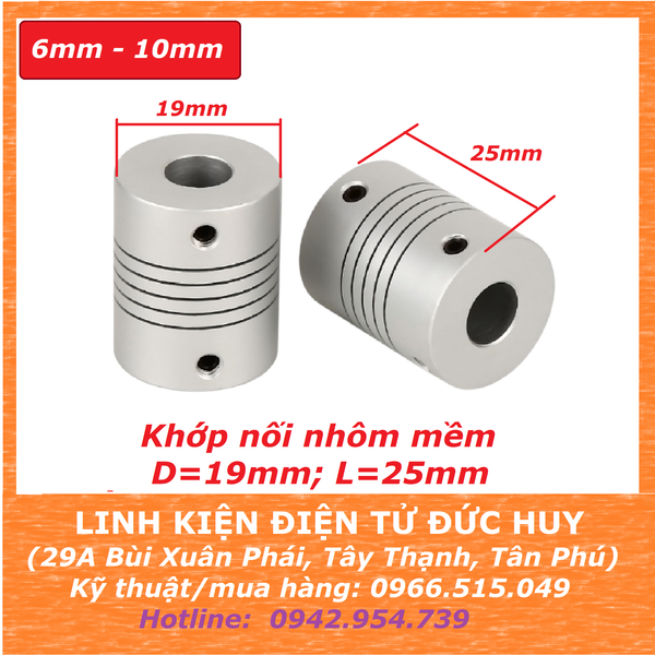 Khớp nối nhôm mềm trục 6mm - 10mm