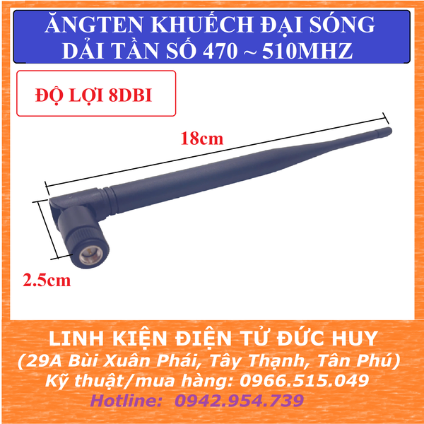 ĂNGTEN khuếch đại tín hiệu không dây, sóng tần số 470-510mhz, độ lợi 8dbi