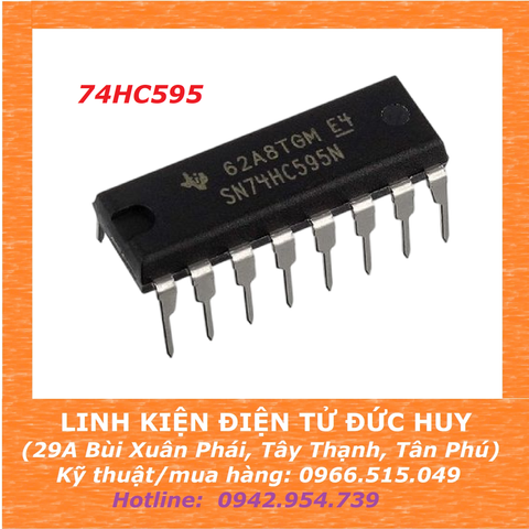 SN74HC595 DỊCH VÀ CHỐT DỮ LIỆU ĐẦU RA 8BIT, DIP 16 CHÂN