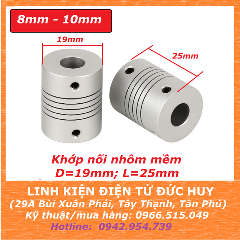 Khớp nối nhôm mềm trục 8mm - 10mm