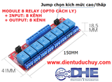 Module 8 relay 5V 10A có jumper kích High/Low trigger opto cách ly