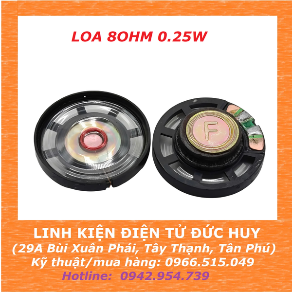 LOA 8R 0.25W (8 OHM - 0.25W), ĐƯỜNG KÍNH 28MM