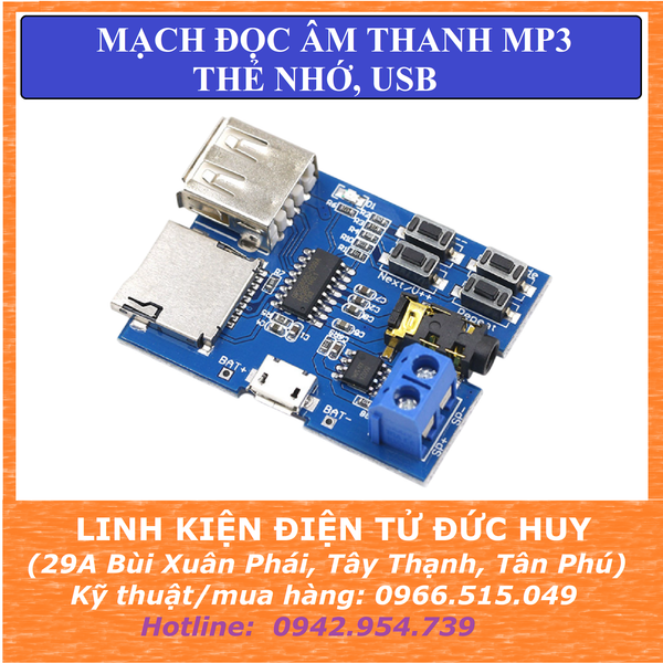 Mạch giải mã MP3 thẻ nhớ TF và USB