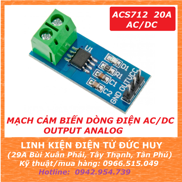 ACS712 5A  ACS712 20A Cảm biến đo dòng điện AC/DC Analog