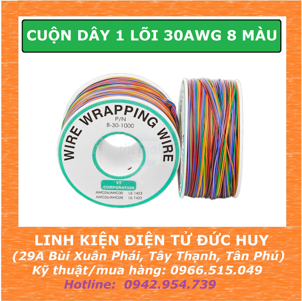 DÂY HÀN MẠCH, DÂY NỐI MẠCH JUMP PCB 1 LÕI 30AWG 8 MÀU ( 1 MÉT )