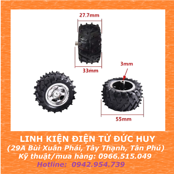 Bánh xe gai trục 3mm*55mm