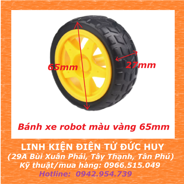 Bánh xe robot màu vàng 65mm