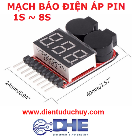 MẠCH ĐO VÀ BÁO ĐIỆN ÁP PIN LIPO 1S - 8S