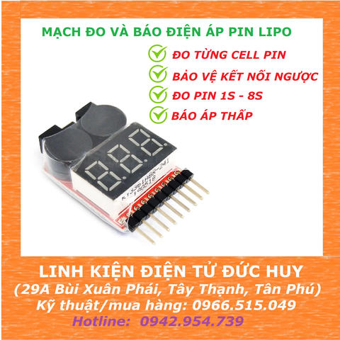 MẠCH ĐO VÀ BÁO ĐIỆN ÁP PIN LIPO 1S - 8S