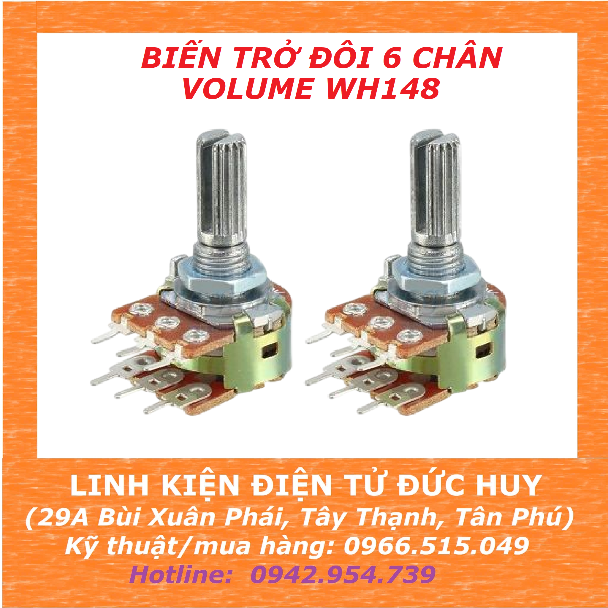 BIẾN TRỞ ĐÔI 6 CHÂN VOLUME WH148 – LINH KIỆN ĐIỆN TỬ ĐỨC HUY