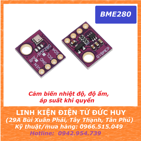 GY BME280 5V CẢM BIẾN NHIỆT ĐỘ, ĐỘ ẨM VÀ ÁP SUẤT KHÍ QUYỂN