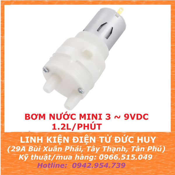 MÁY BƠM NƯỚC MINI 3.7~9VDC, 0.8 - 1.2L / PHÚT