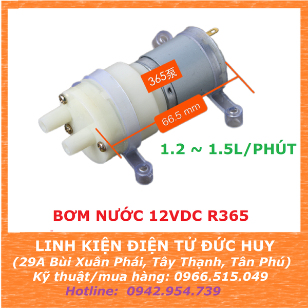 MÁY BƠM NƯỚC RS365, 12VDC, 1.2~1.5 L/phút