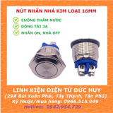 NÚT NHẤN NHẢ KIM LOẠI 16mm, CHỐNG THẤM NƯỚC