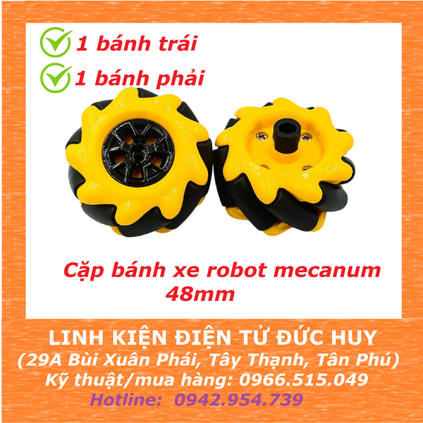 Bánh xe robot mecanum dò line, tự hành 48mm