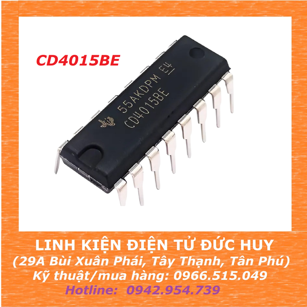 CD4015BE (2 bộ thanh ghi dịch 4 stage)