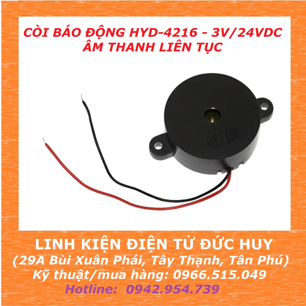 CÒI BÁO ĐỘNG HYD-4216, ĐIỆN ÁP 3V-24VDC,  ÂM THANH LIÊN TỤC