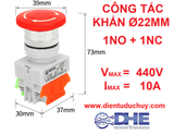 Nút nhấn khẩn cấp LAY37 11ZS (1NO + 1NC), Ø22mm