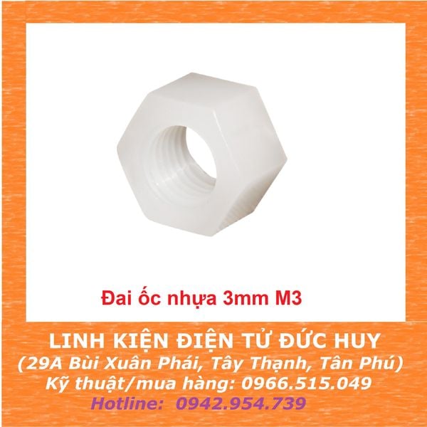 Đai ốc nhựa 3mm M3