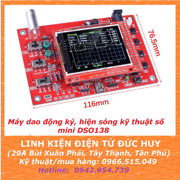 Máy hiện sóng, dao động oscilloscope kỹ thuật số DSO138 (đã hoàn thiện)