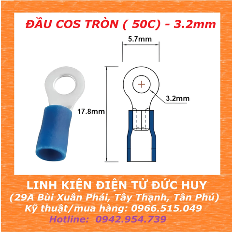 BỊCH ĐẦU COS TRÒN ( 50C) - 3.2mm